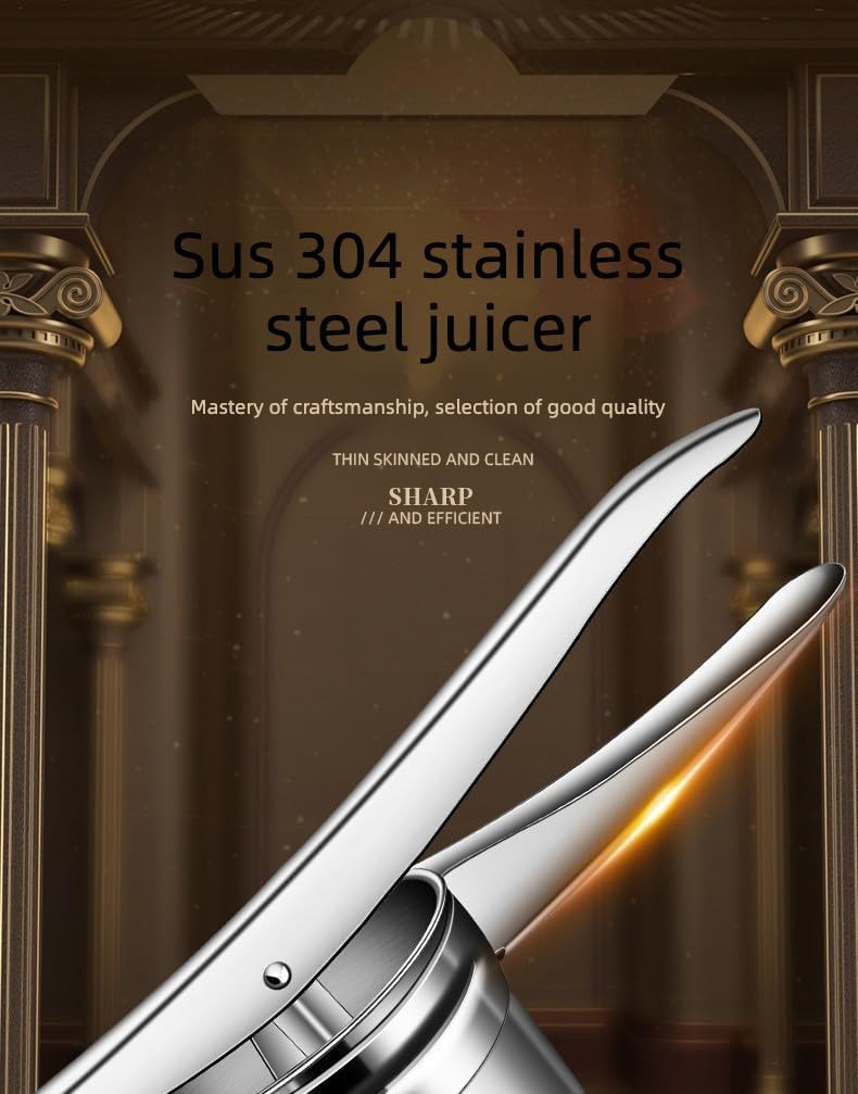 Stainless Steel Manual Citrus Lemon Orange Juicer – Small Hand Press Squeezer for Fruits, Vegetables, Potato Masher & Garlic Crusher