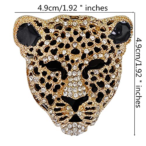 Image of Leopard Brooch Pin Jewelry Vintage Spotted Leopard Rhinestone Crystal Brooch Pin Lapel Pins Back