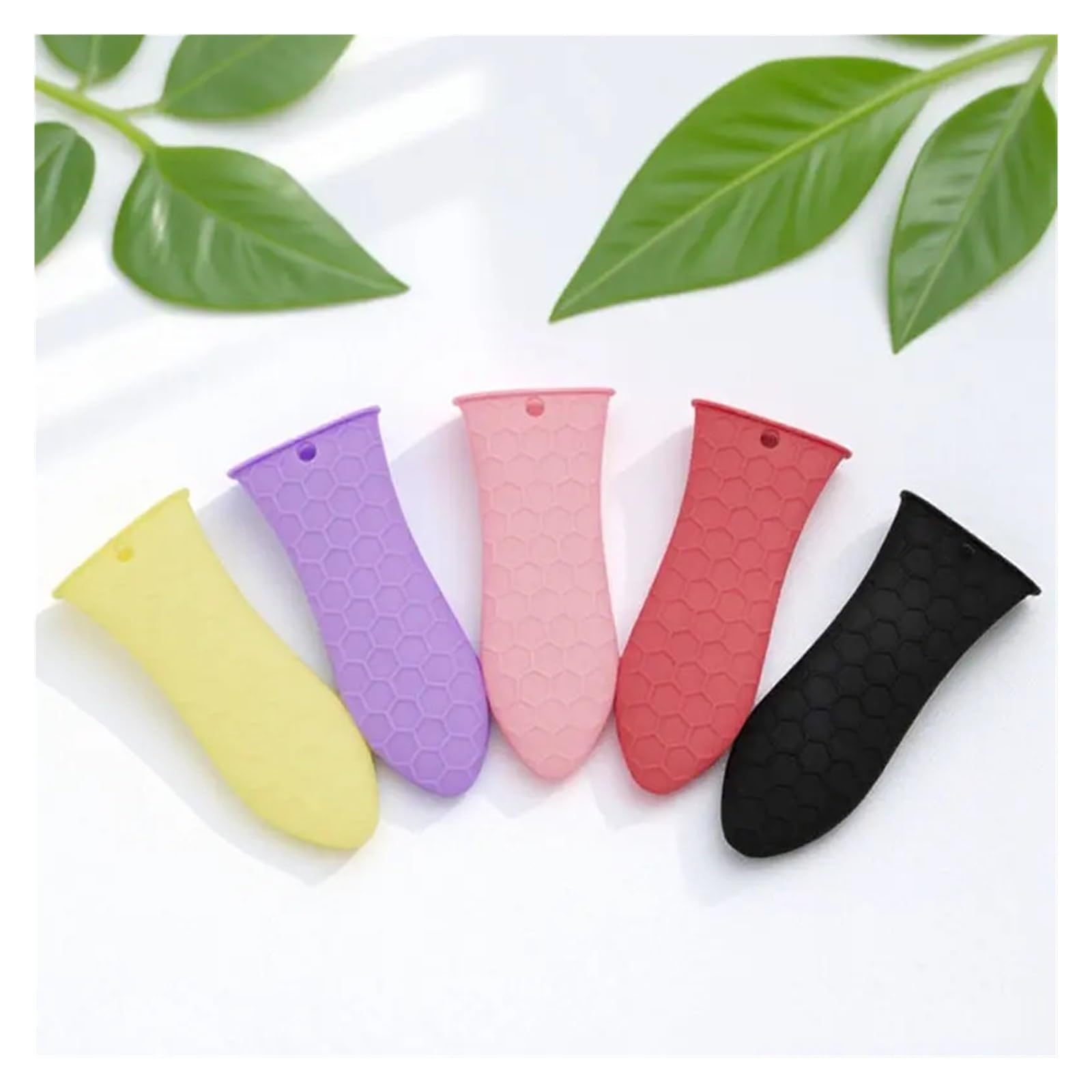 5 piezas fundas de mango de silicona, agarres antideslizantes | Fundas resistentes al calor para mango de sartén, color aleatorio, 13.50X5.70X2.20cm