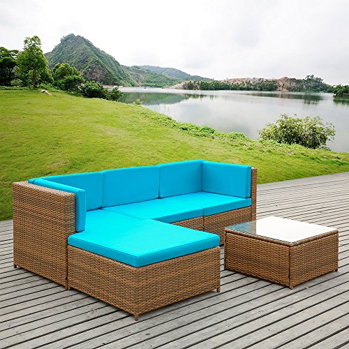 Ikayaa 5pcs Rattan Wicker Patio Sofa Set Buy Online In Guernsey At Desertcart