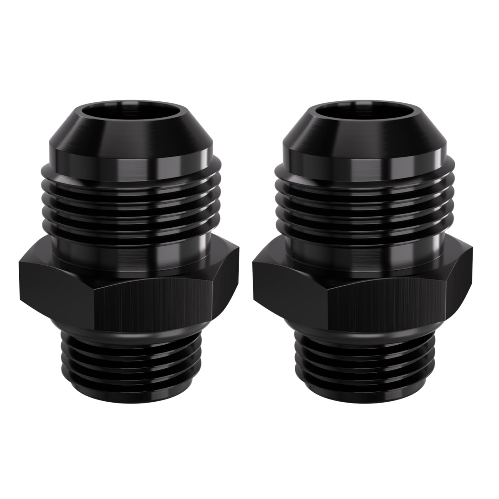 APIELE 12AN External Thread Expansion to 10AN ORB External Thread O-Ring Aluminum Black Adapter 2PCS (10AN ORB TO 12AN)