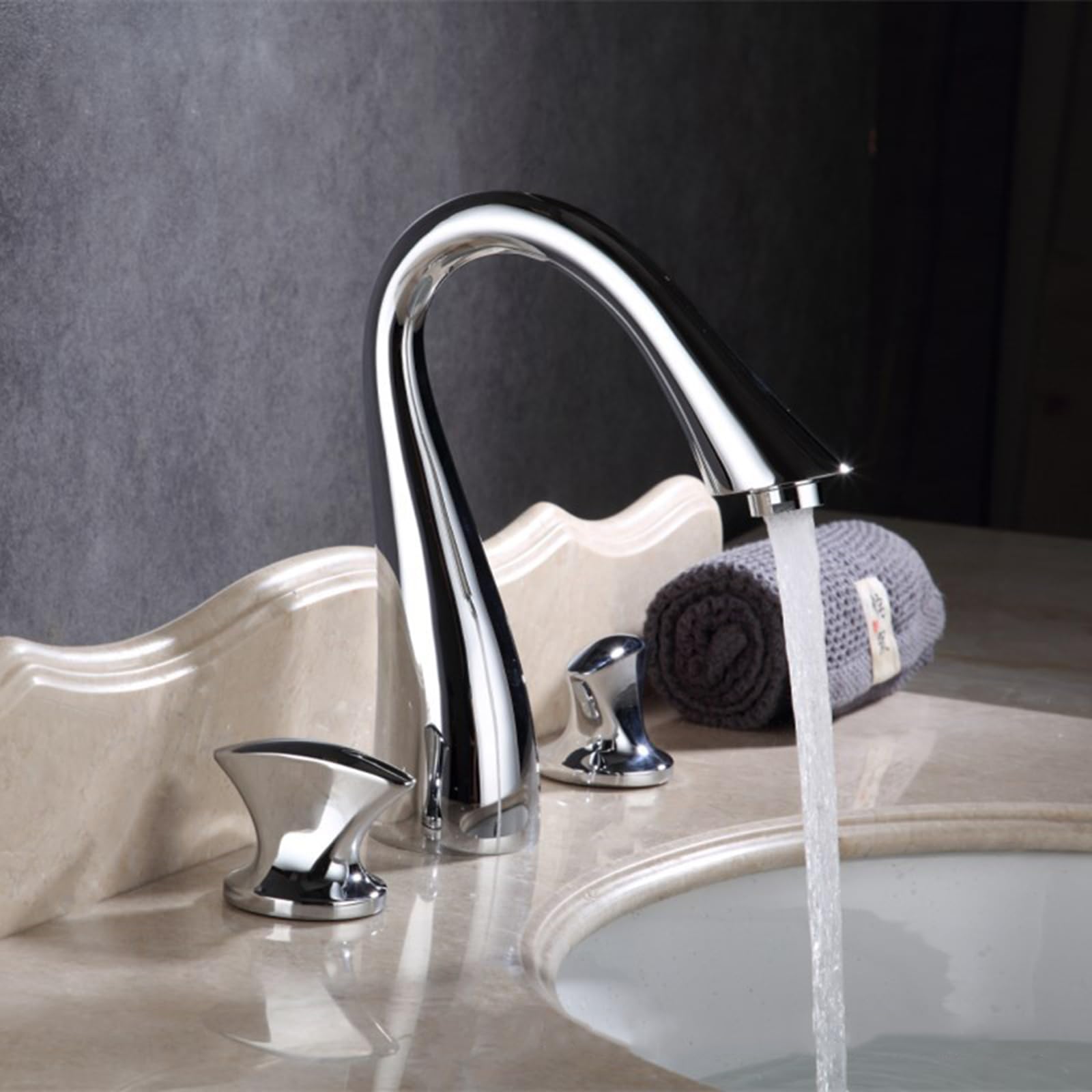 Grifo 3 Orificios para Baño Agua Fría Y Caliente Bimando Grifos para Lavabos de Baño Latón,cromo