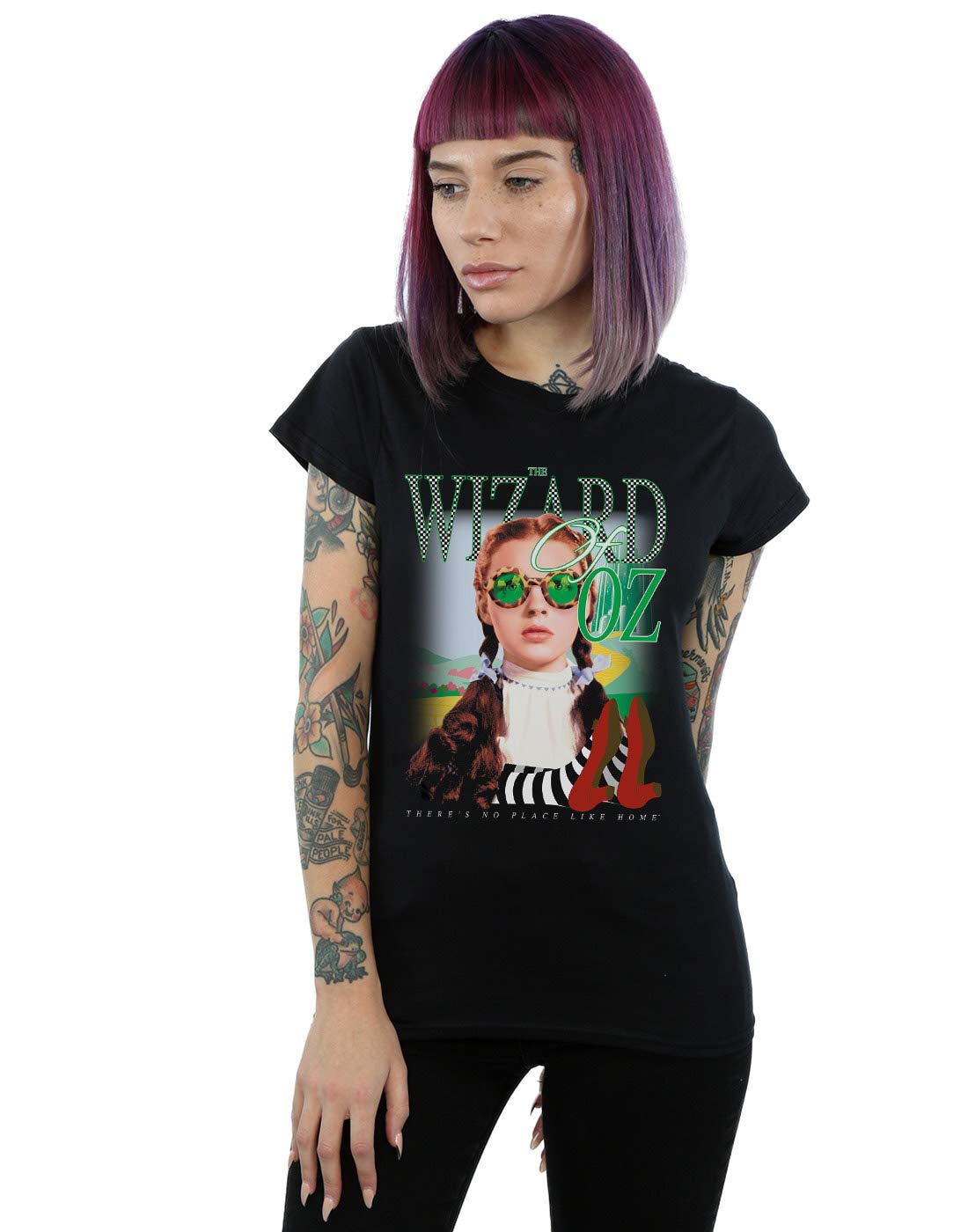 Absolute Cult Women's Black The Wizard Of Oz No Place Checkerboard T-Shirt XX-Large