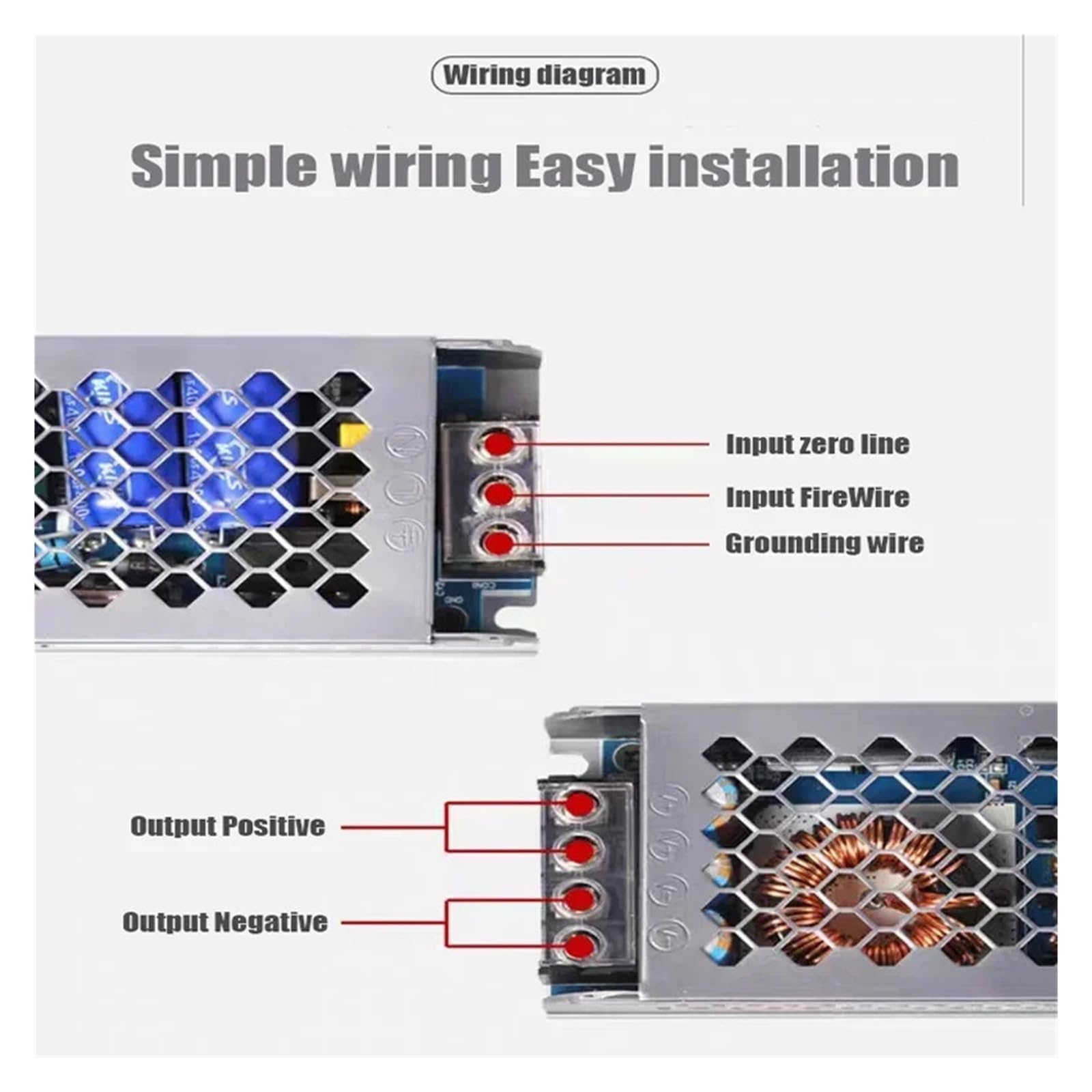 Alimentatore LED 12V 24V 60W AC 190V-220V a 12 24 V Volt 5A 60W Alimentatore Switching(24V 2.5A 60W)