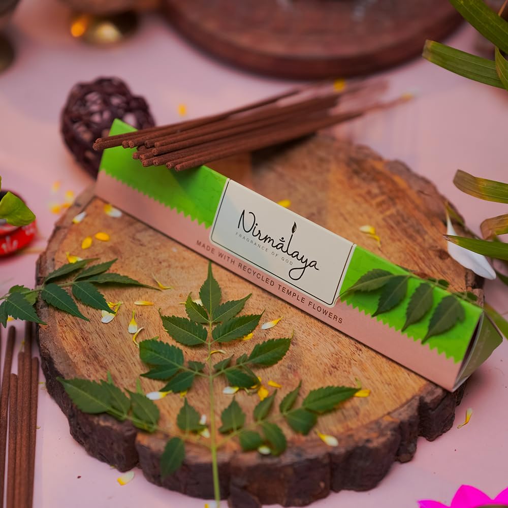 NIRMALAYA Premium Tulsi Incense Sticks | Pack of 40 Sticks | 100% Natural & Charcoal-Free | Luxury, Hancrafted Organic Agarbatti for Pooja, Meditation, Yoga and Aromatherapy