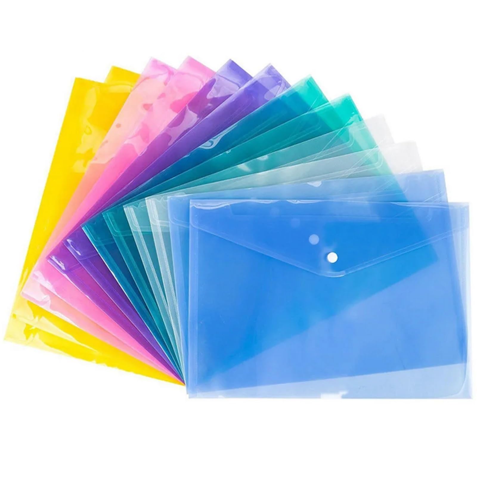 Buste in plastica Portadocumenti formato A4 da 30 pezzi con chiusura a bottone automatico Organizer for cancelleria scolastica for ufficio a casa(Transparent)