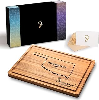 State Shaped Cutting Board - Oklahoma Destination Gifts, Wooden States Bamboo Boards, USA Map Decor for Home