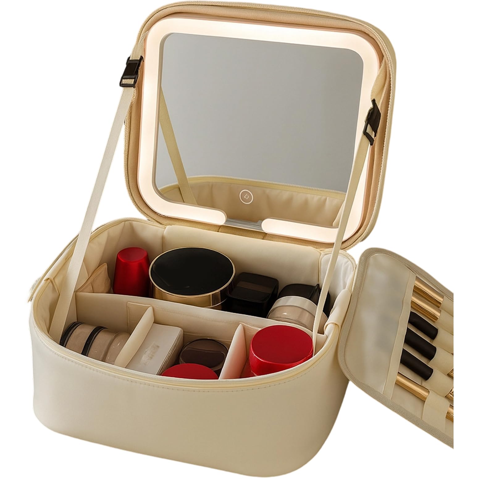 Trousse de maquillage professionnelle à LED - Porte-brosse cosmétique - Étui de voyage tendance pour la gestion des cosmétiques - Planificateur de voyage, blanc, B, Beauté de masse