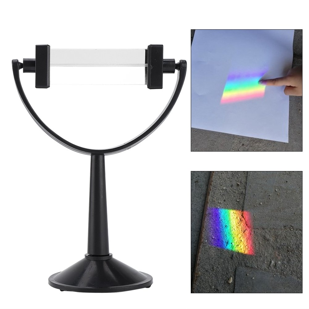 Akozon Optical Glass Triangular Prism Equilateral with Stand - Premium Quality Light Spectrum Physics Teaching Tool