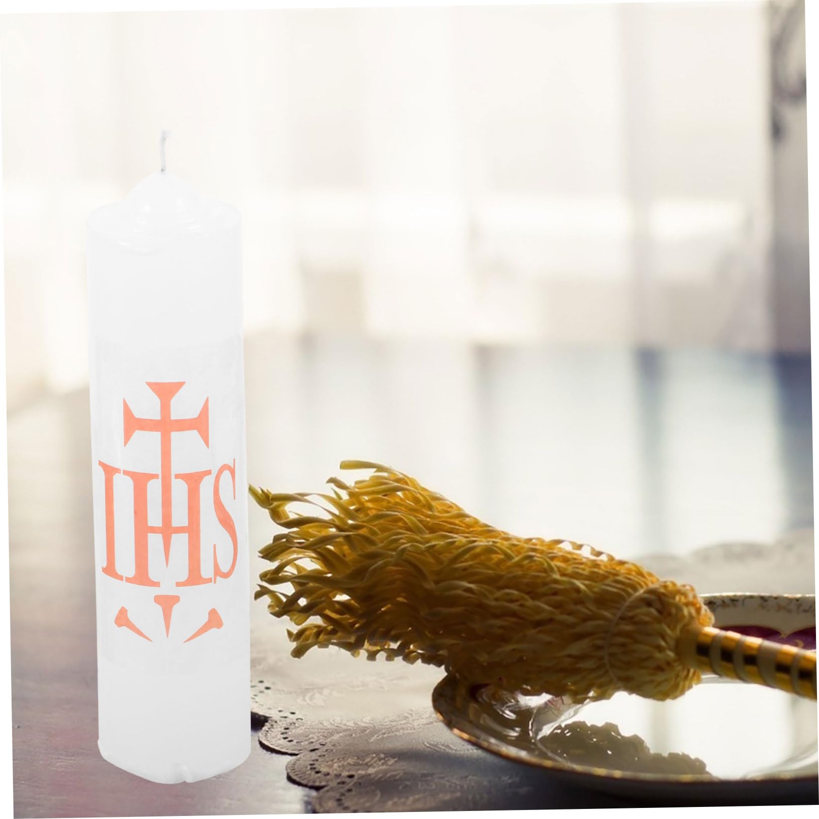 ABOOFAN Catholic Holy Candle Decorative Soy Wax Prayer Candle for Religious Services Weddings and Festivals Elegant Jhs Design for Home Decor and Celebrations