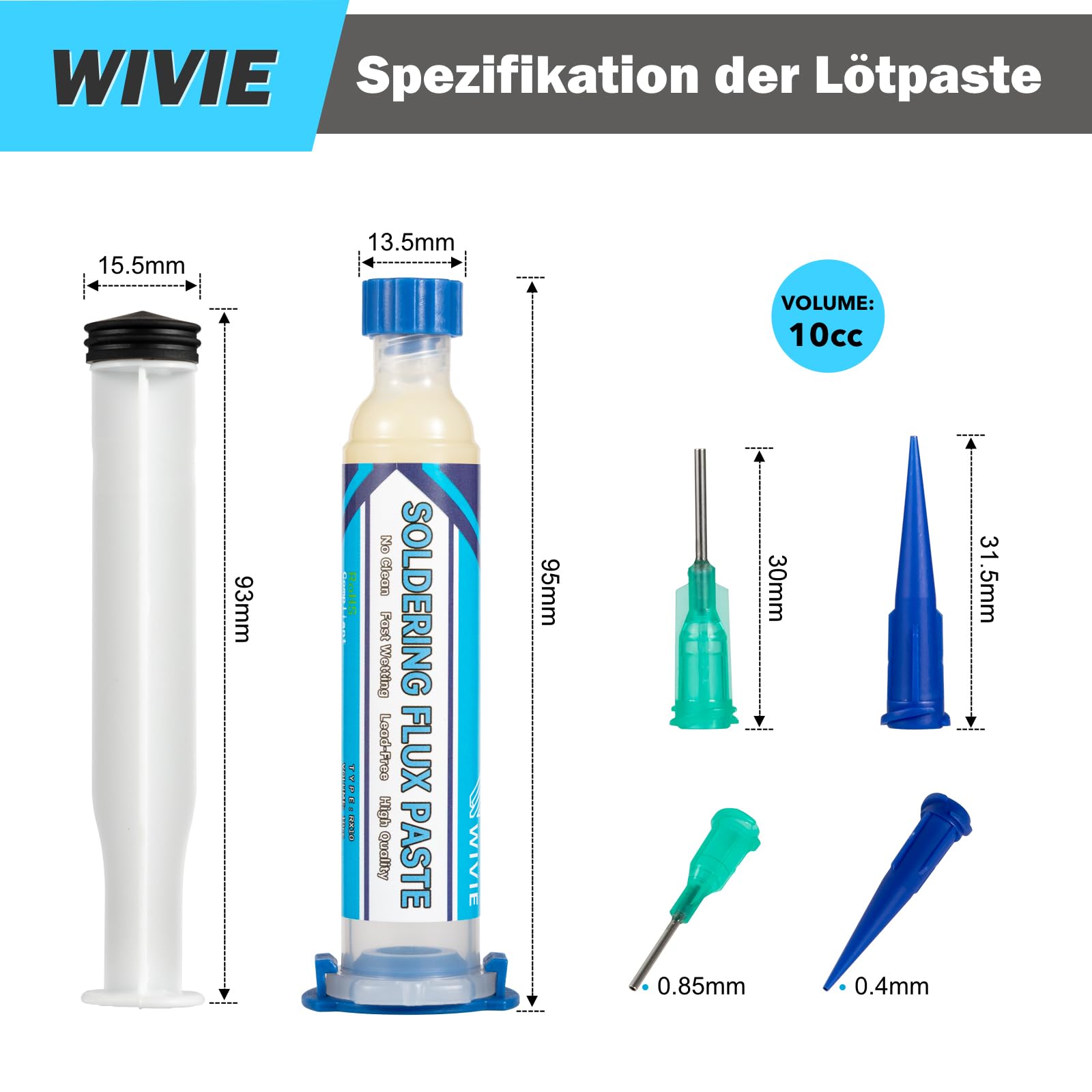 Bezołowiowy topnik pasty do lutowania (2 opakowania) i 2,5 mm, bez konieczności czyszczenia, lutowanie, rozlutowywanie 3 m / 10 ft czysta miedź, drut do lutowania (1 sztuka)