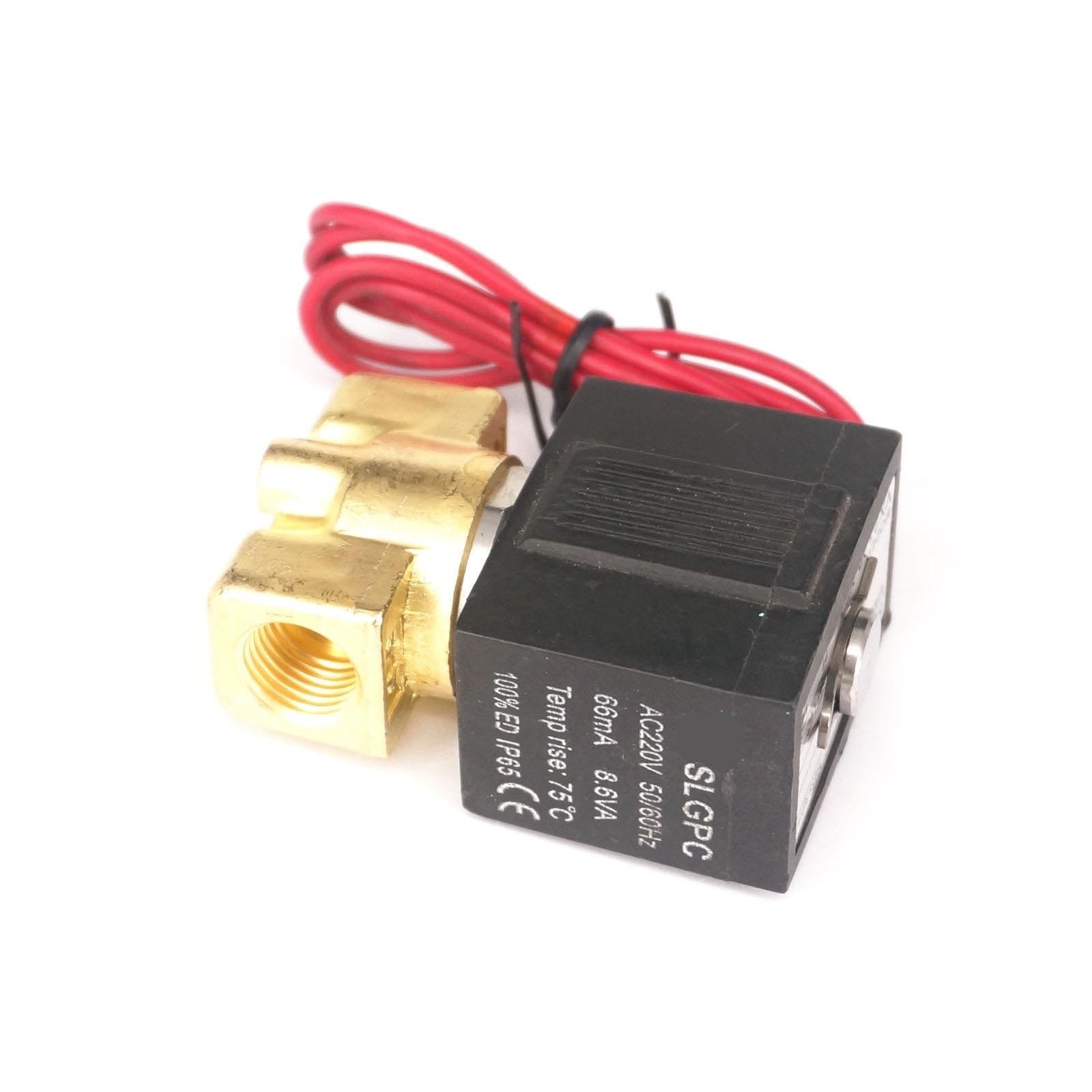 Válvula solenoide eléctrica de 2 vías G1/4 para aire comprimido y tuberías de agua AC220V
