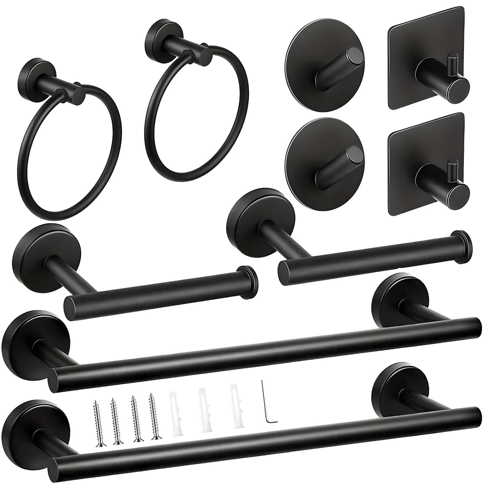 Bathroom Towel Rack Adhesive Towel Rings Robe Hook Holder Bathroom Accessory Set Easy to Installation Accessory Set