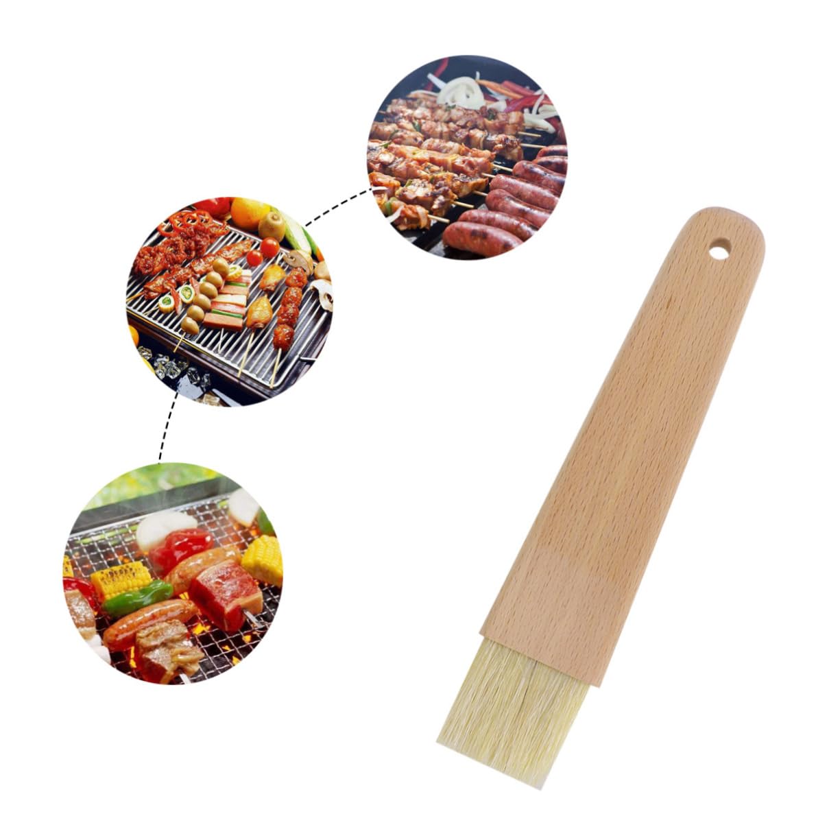 OKUMEYR Marinade Brush with Boar Bristles and Lacquered Hardwood Handle for Basting Sauces Grilled Meats and Fluffy Pastries Water Resistant Cooking Tool