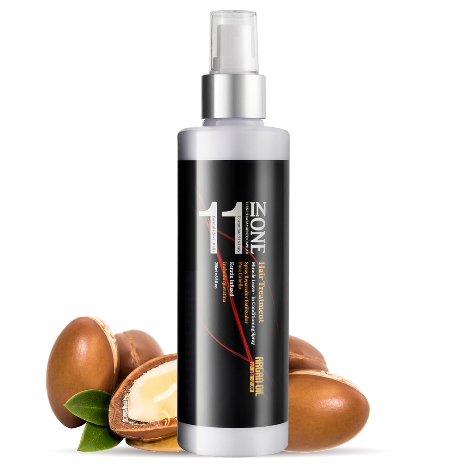 11 in 1 Moroccan Argan Oil Leave in Conditioner Spray Hair Treatment with Keratin Ultra Rich Care Nourish Spray, Color Safe with Long Lasting Shine, Tangle and Frizz Free Finish - Locks Moisture - Image 8