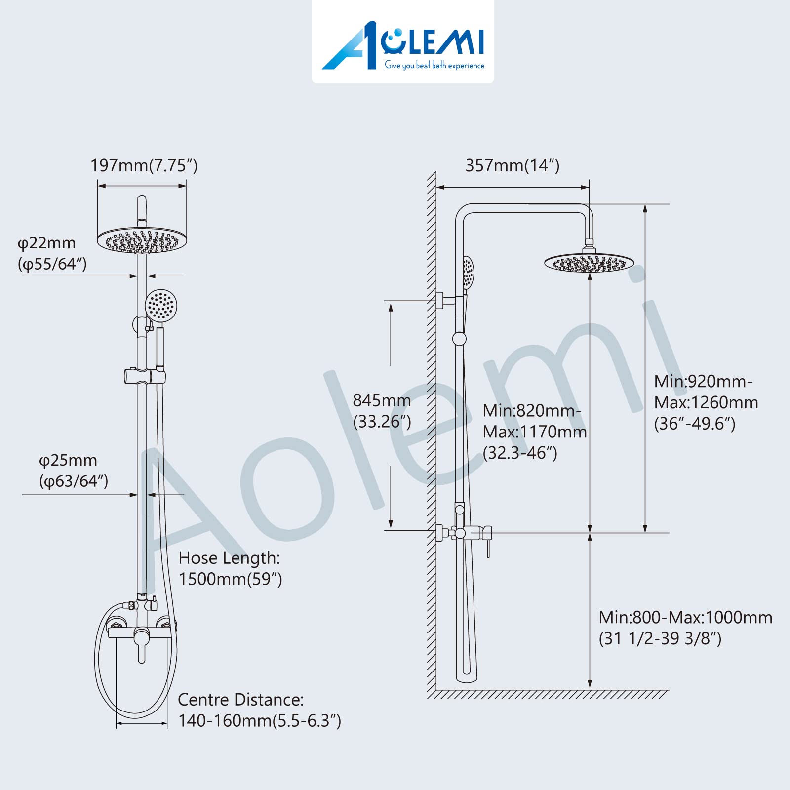 Aolemi Outdoor Shower Faucet Matte Black SUS304 Shower Fixture Combo