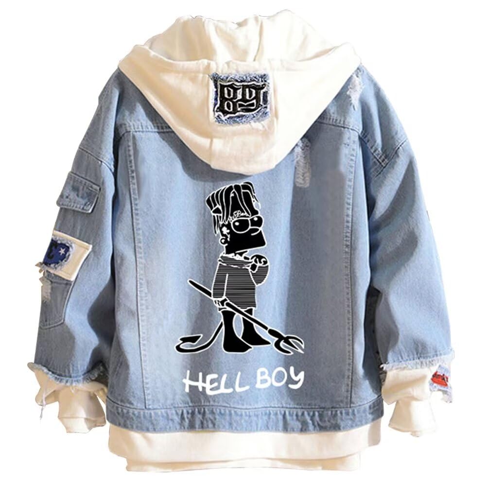 KPOP Rapper Denim Jacket Jeans Love Printed Fashion Sport Hip Hop Hoodie