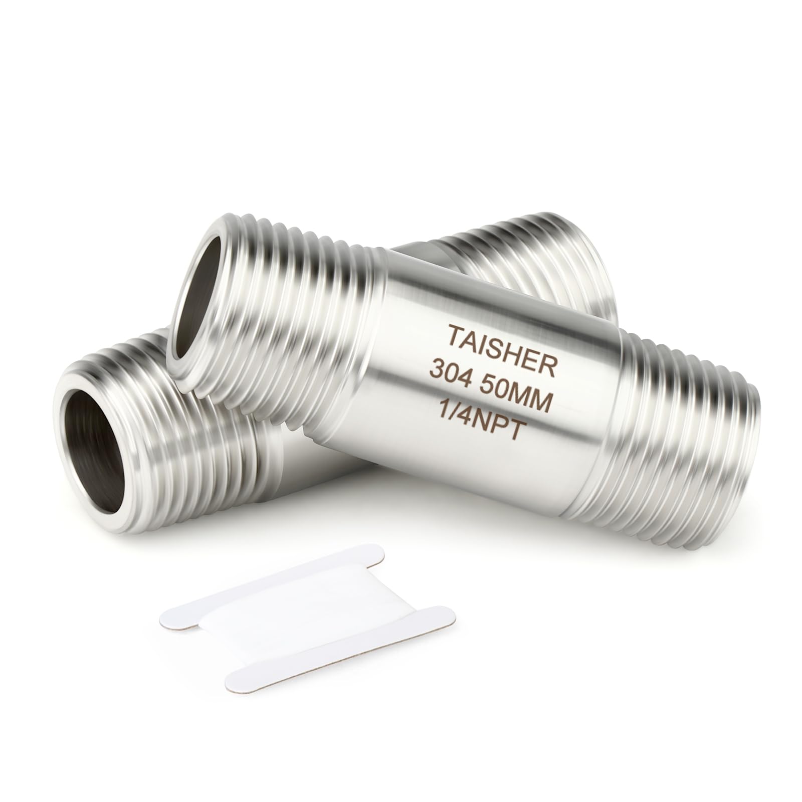 TAISHER 2PCS Stainless Steel Pipe Fittings, 1/4" NPT Male x 1/4" NPT Male Threaded, 2" Length Thickened Nipple Cast Pipe