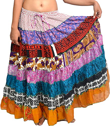 Wevez Women's Pack of 3 Tribal Style 7-Layer Skirt, One Size, Assorted4
