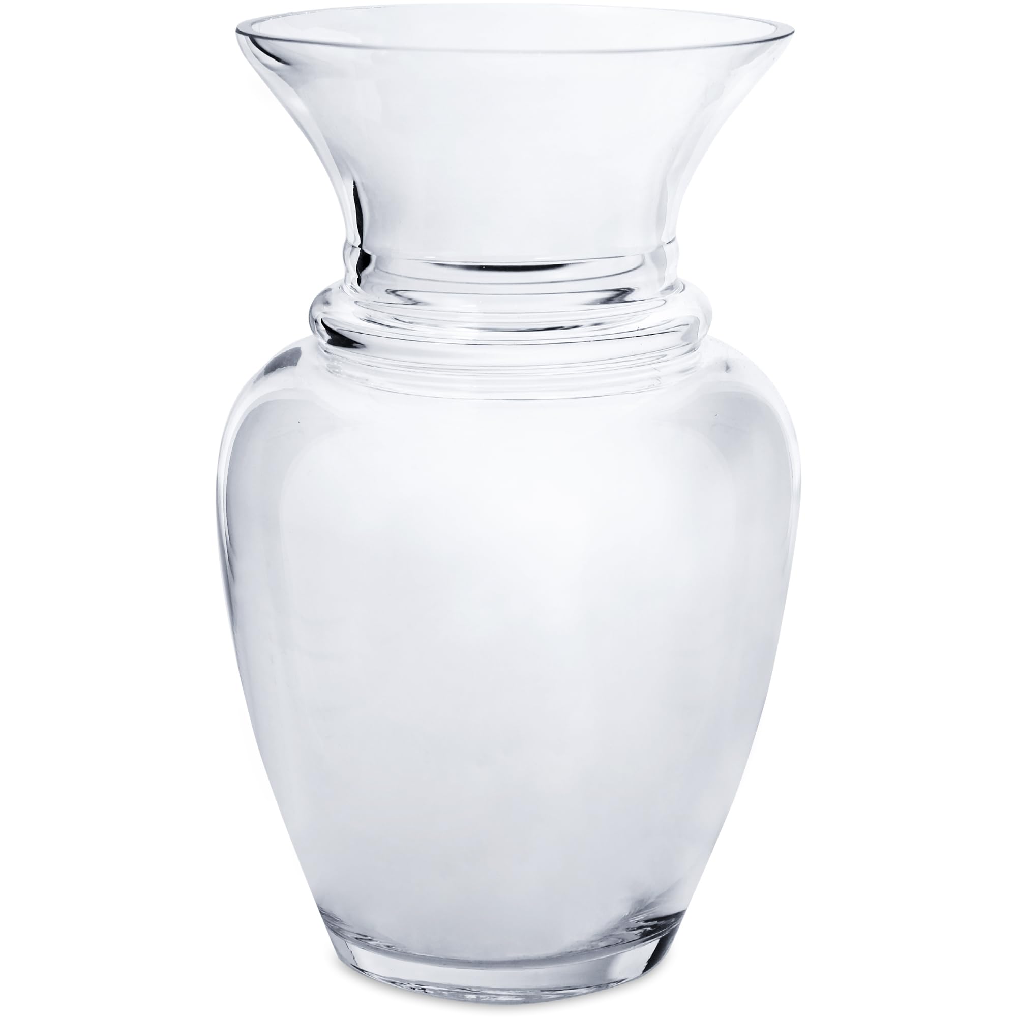 Royal Imports Glass Flower Vase Clear Modern Decorative Centerpiece Urn Wide Mouth Classic Everyday Rose Gathering Wedding Table Bouquet Holiday-Stripes