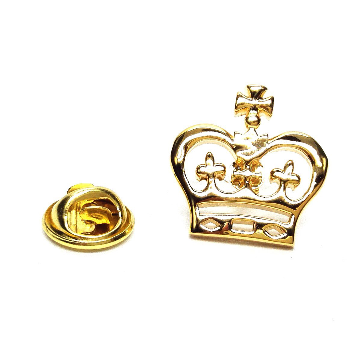 Gtr-Prestige Giftware Silver Golden Plated Flat Crown Design Lapel Pin Badge X2ajtp459