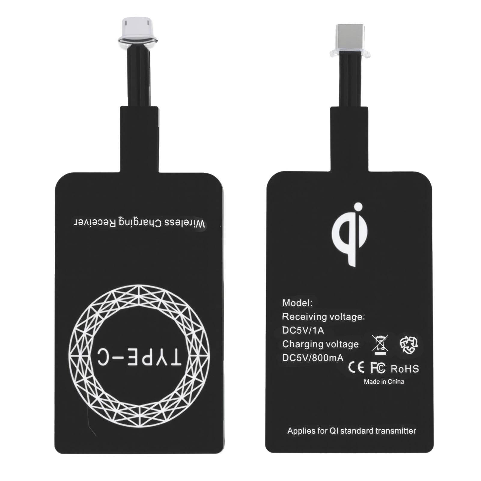 Ricevitore Qi USB C, Ricevitore Ricarica Wireless 5V 1000mA, Adattatore Universale di Ricarica Induzione Compatibile con Smartphone Samsung Galaxy, Huawei, Xiaomi, Google Pixel e altri, Ricarica