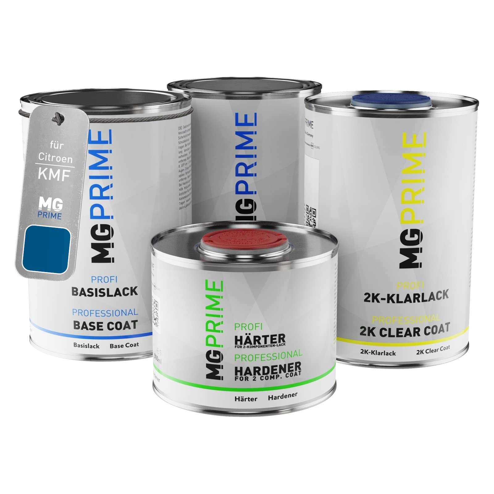 MG PRIME Peinture voiture kit de pot pour Citroen KMF Bleu Recife Nacre Metallic couche de fond, base, 2C vernis, durcisseur, prêt pour la pulvérisation 3,5l