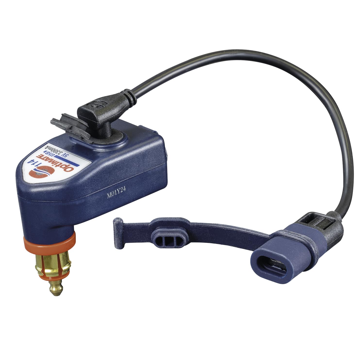 Optimate O-114 Caricatore, 3300 mA, doppia uscita, resistente alle intemperie, USB-A e C, con spina per bici