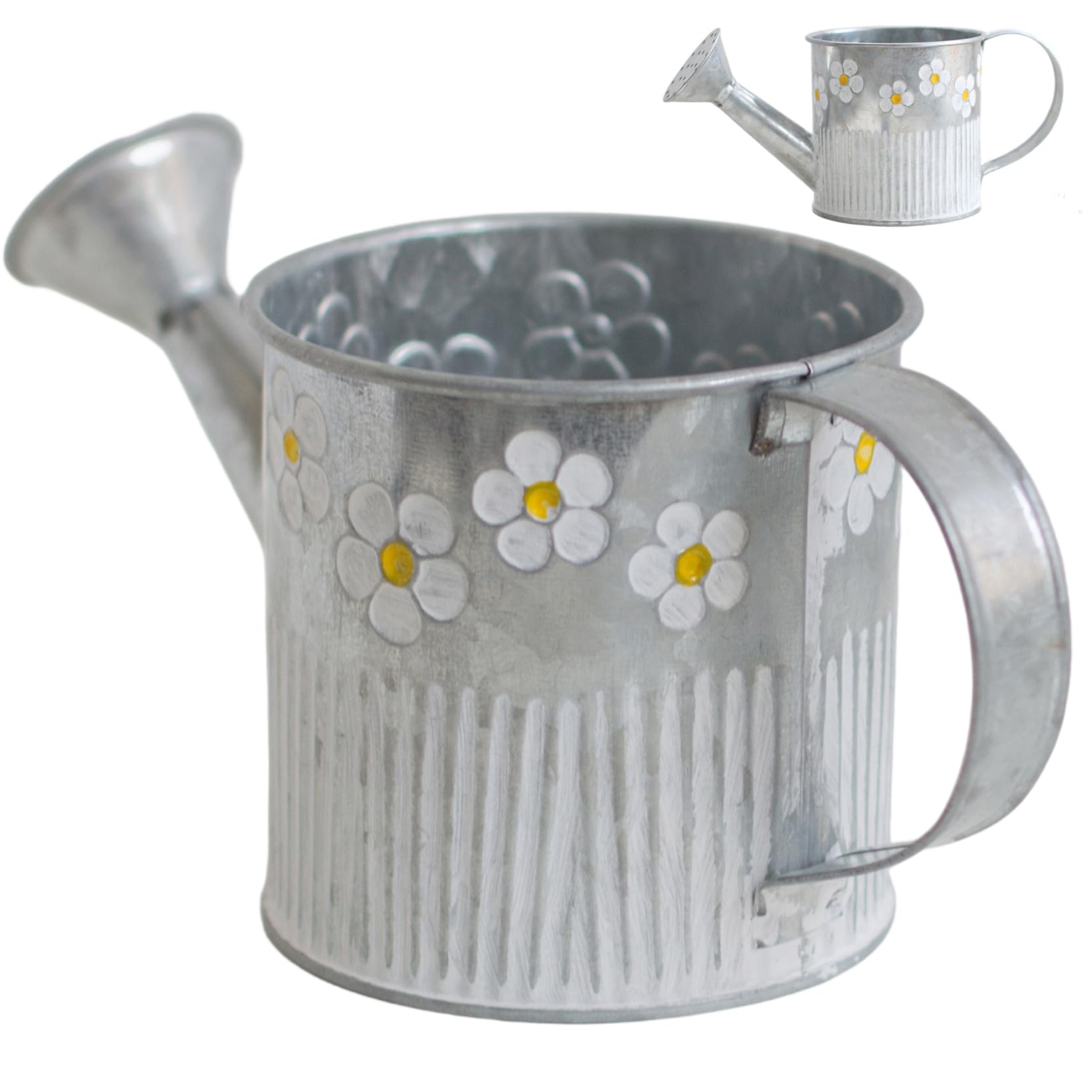 Latemeia Galvanized Flower Buckets, 3.5x3.5inch, Metal Watering Can Shaped Flower Bucket, Rustic Flowers Vases Container for Farmhouse Garden Yards Decorations