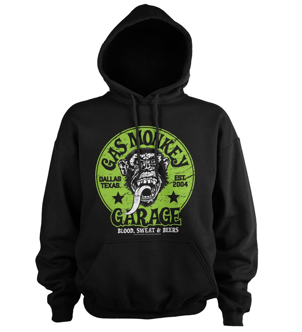 Gas Monkey Garage Officially Licensed Green Logo Hoodie (Black), XX-Large