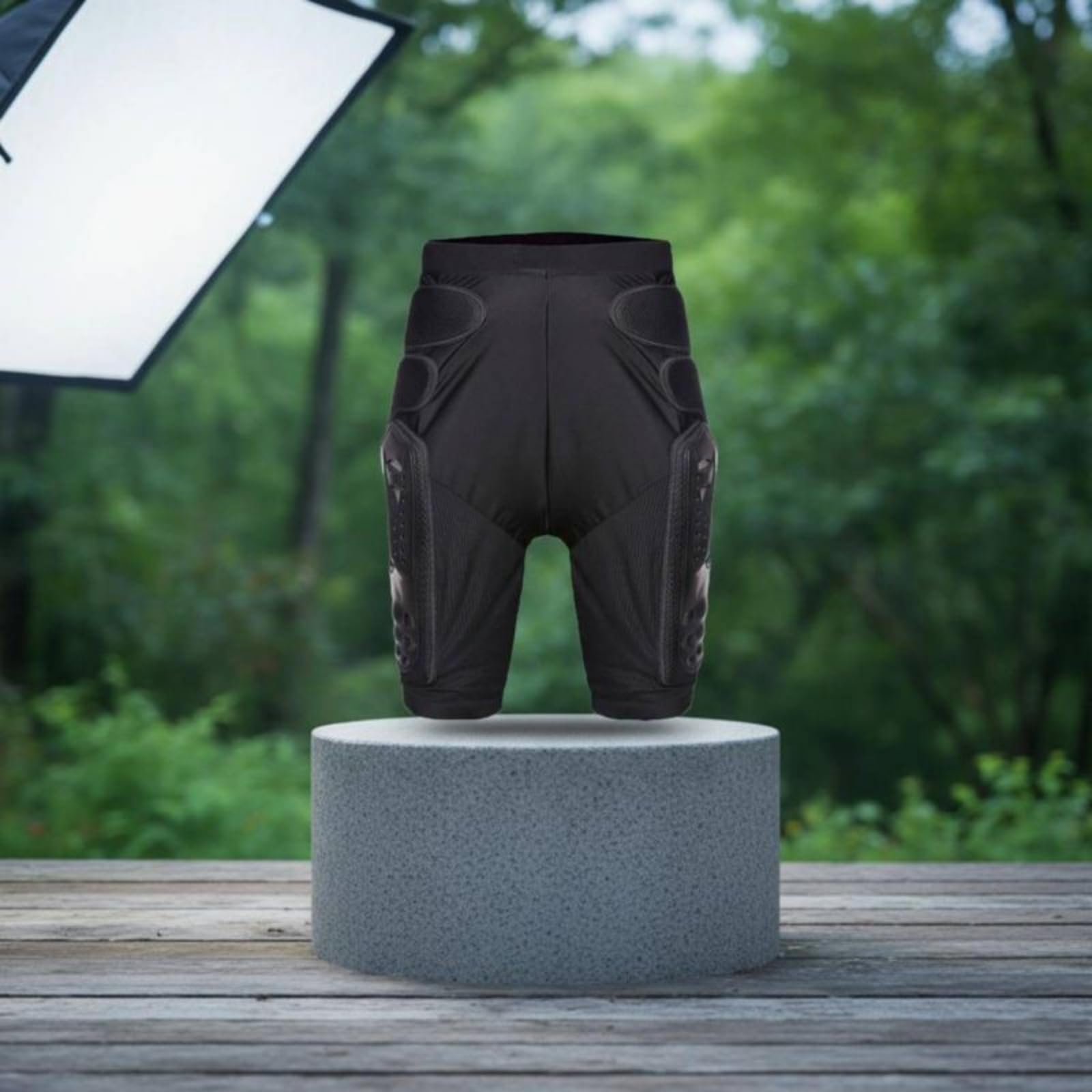 Pantaloni Motociclismo Protettivi Shorts Imbottiti Paracolpi Protezioni EVA Rinforzi Ginocchio Ventilazione Rete Fascia Elastica Sotto Pantaloni Adatti per Motocross Bici Training, Nero, XL