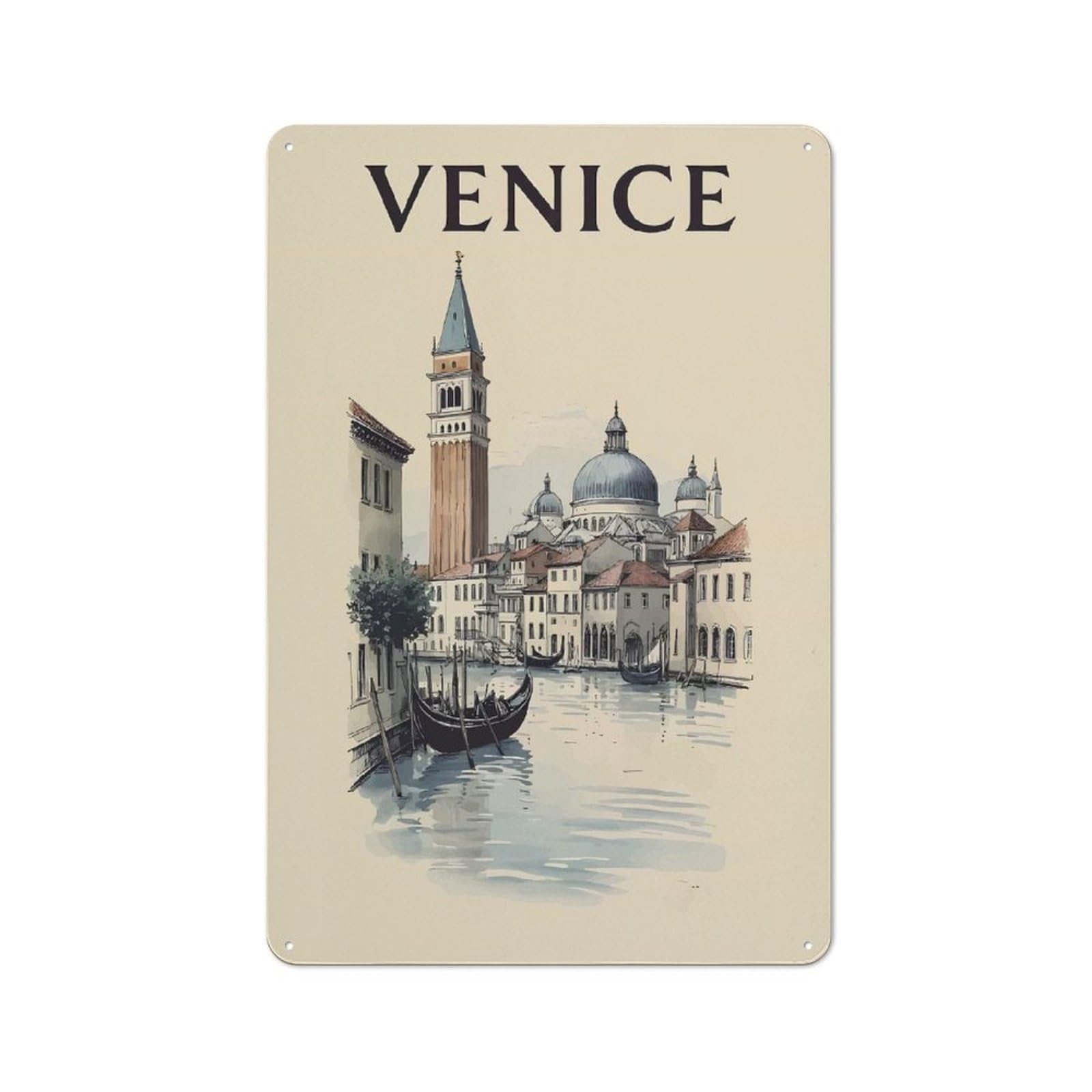 Junmoney Style-12 Barn Style Farmhouse Metal Sign 30X20cm Featuring Venice Canal Scene, Cottage Wall Art For Kitchen, Cottage, Porch Or Garden Room