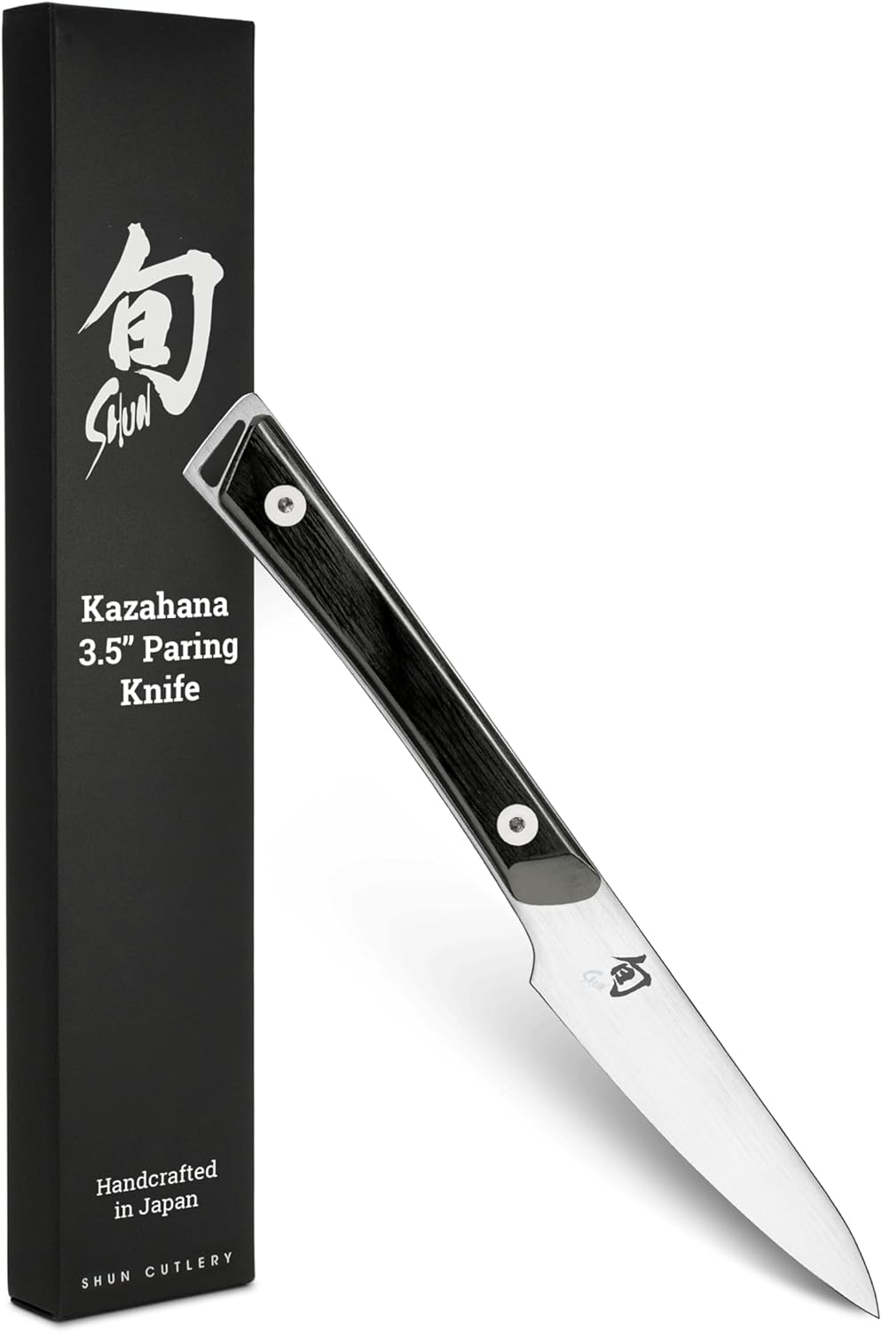 Shun Kazahana 3.5" Paring Knife, Handcrafted Japanese Vegetable & Fruit Knife, AUS10A Stainless Steel Blade, Pakkawood Handle, Small Kitchen Tool for Peeling, Coring & Cutting