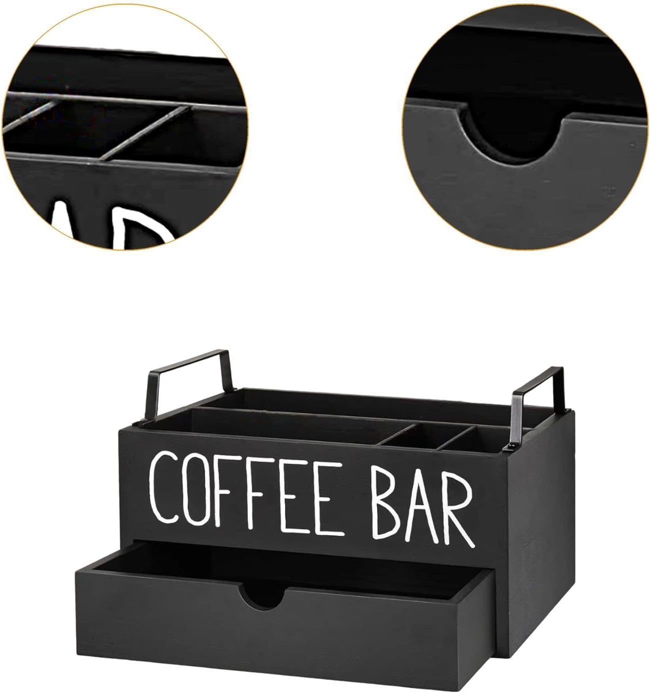 Countertop Organizer for Cafe, Rustic Storage Basket for Coffee Accessories, Coffee Bar Decoration, Ideal for Cafe and Office, Style C