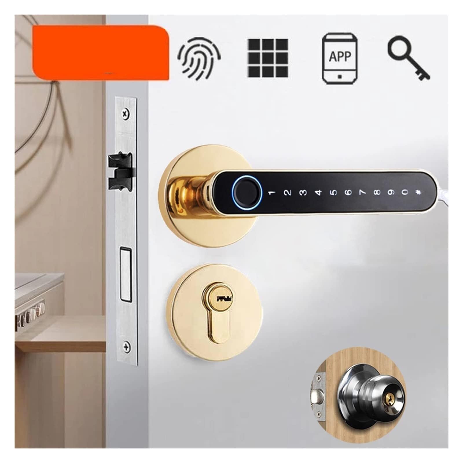 Cerradura Inteligente Para Puerta Con Huella Dactilar Y Teclado Código | Casa, Hotel, Oficina, Apartamento, Principal(T8 Silver)