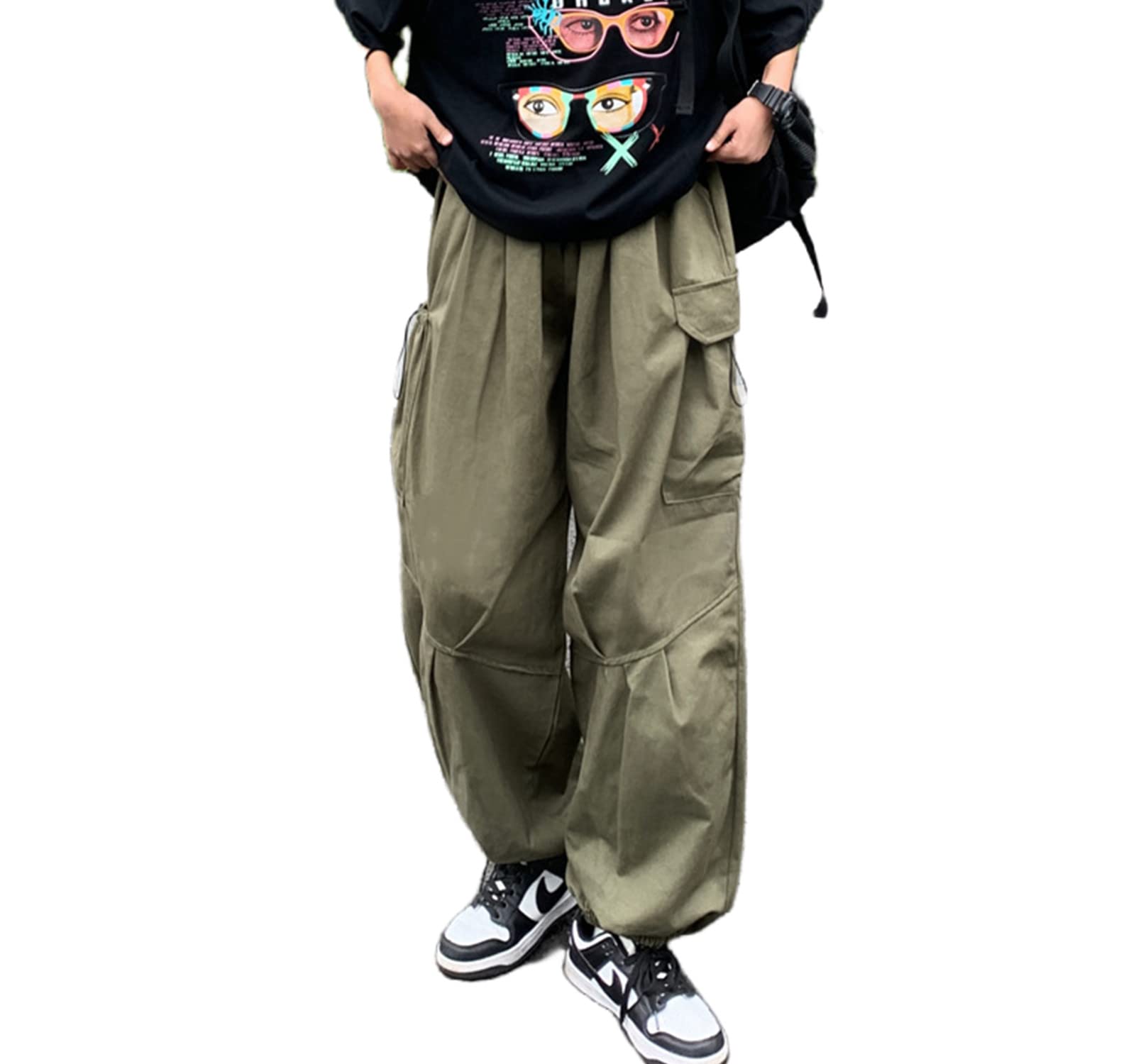 FantasyGears Y2k Baggy Cargo Pants Men Gothic Parachute Pants Streetwear Casual Aesthetic Sweatpants Pants with Pockets