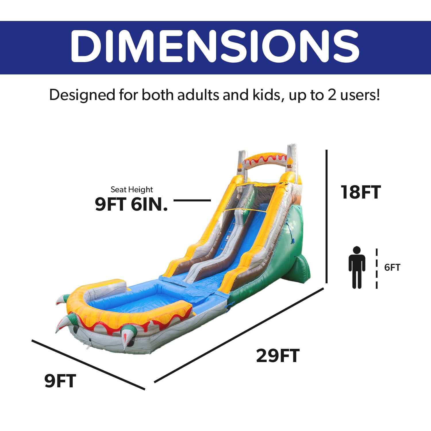 Amazon.com: HeroKiddo 18ft T-Rex Inflatable Water Slide with