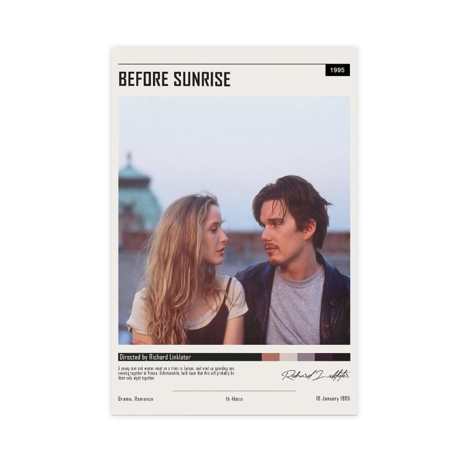 QUNAN Movie Poster Before Sunrise Canvas Poster Unframe:12x18inch(30x45cm)