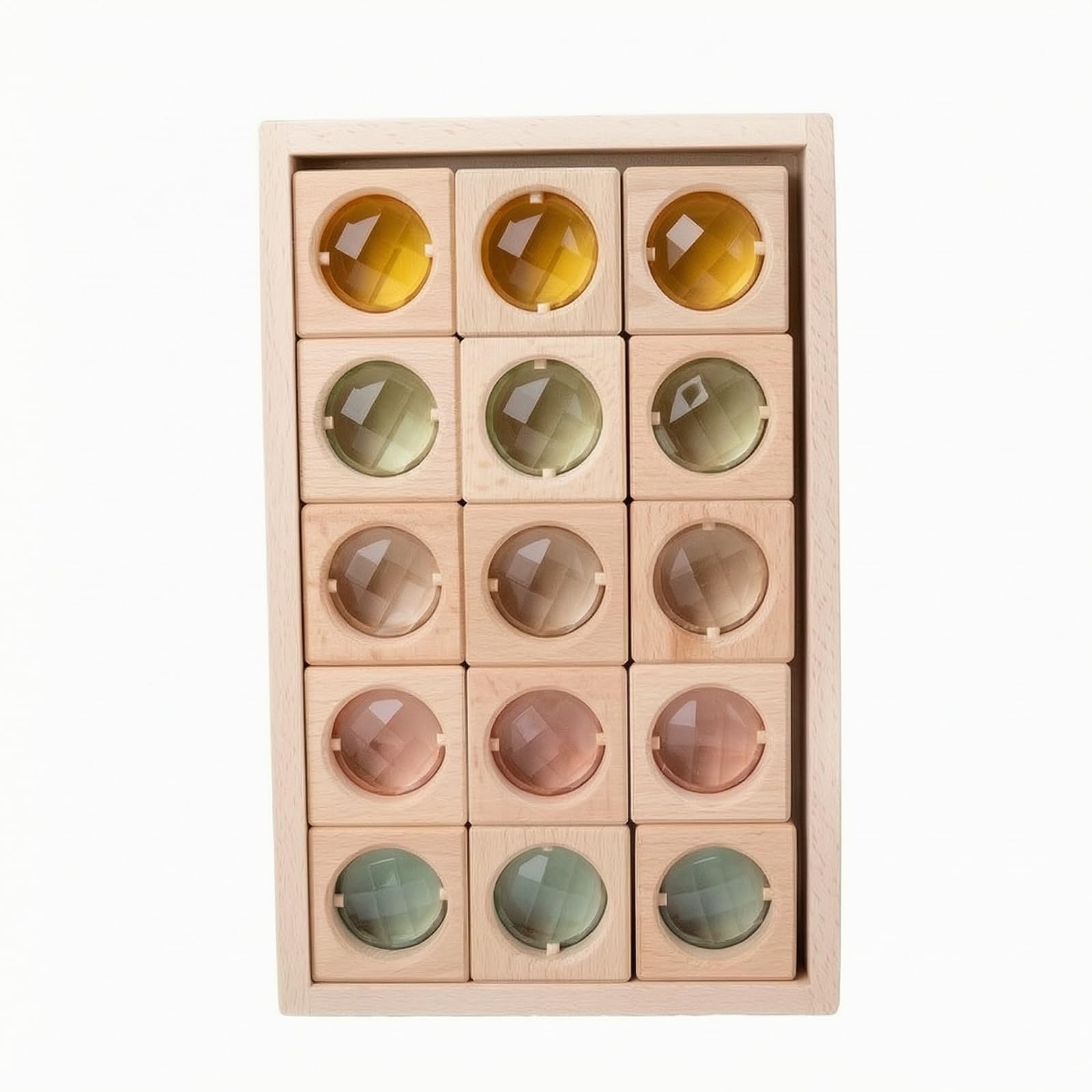 Set di Blocchi di Gemme in Legno Acrilico Colorati Costruzioni in Legno con Gemme Tattile Gioco Impilamento per Neonati, Asilo Nido, 15PCS Macaron Gem