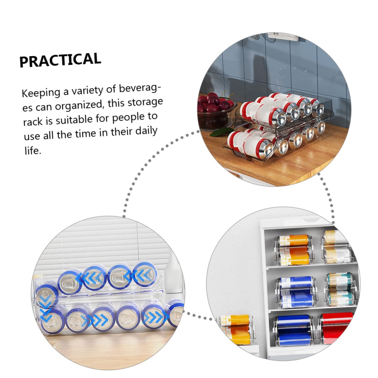 VALICLUD Dispensador de Latas para Refrigerador Doble Capa Transparente, Organizador de Bebidas Apilable de Plástico, para Cocina y Despensa, Almacenamiento de Refrescos y Cervezas, 1