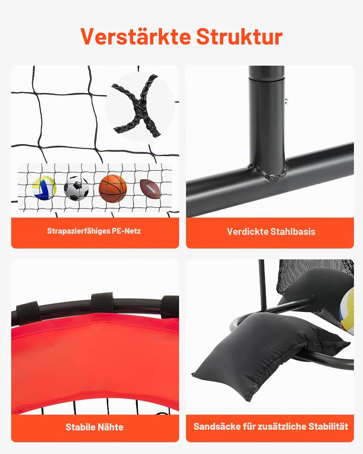 VEVOR Volleyball-Trainingsnetzsystem, 20,3 x 3,5 x 3,4 m, Pitching-Übung/Spiking-Übung/14 Netz, tragbare Netzstation, einfache Einrichtung für drinnen und draußen, Zielnetz zum Servieren von