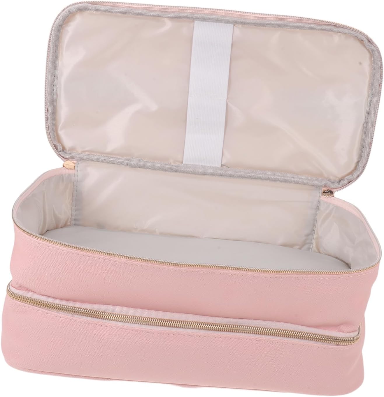 PRETYZOOM Portable Double Layer Blow Dryer Travel Bag with Pu Leather Material and Efficient Separation for Hair Tools Storage, Lightweight Compact Organizer for Travel and Countertop Use