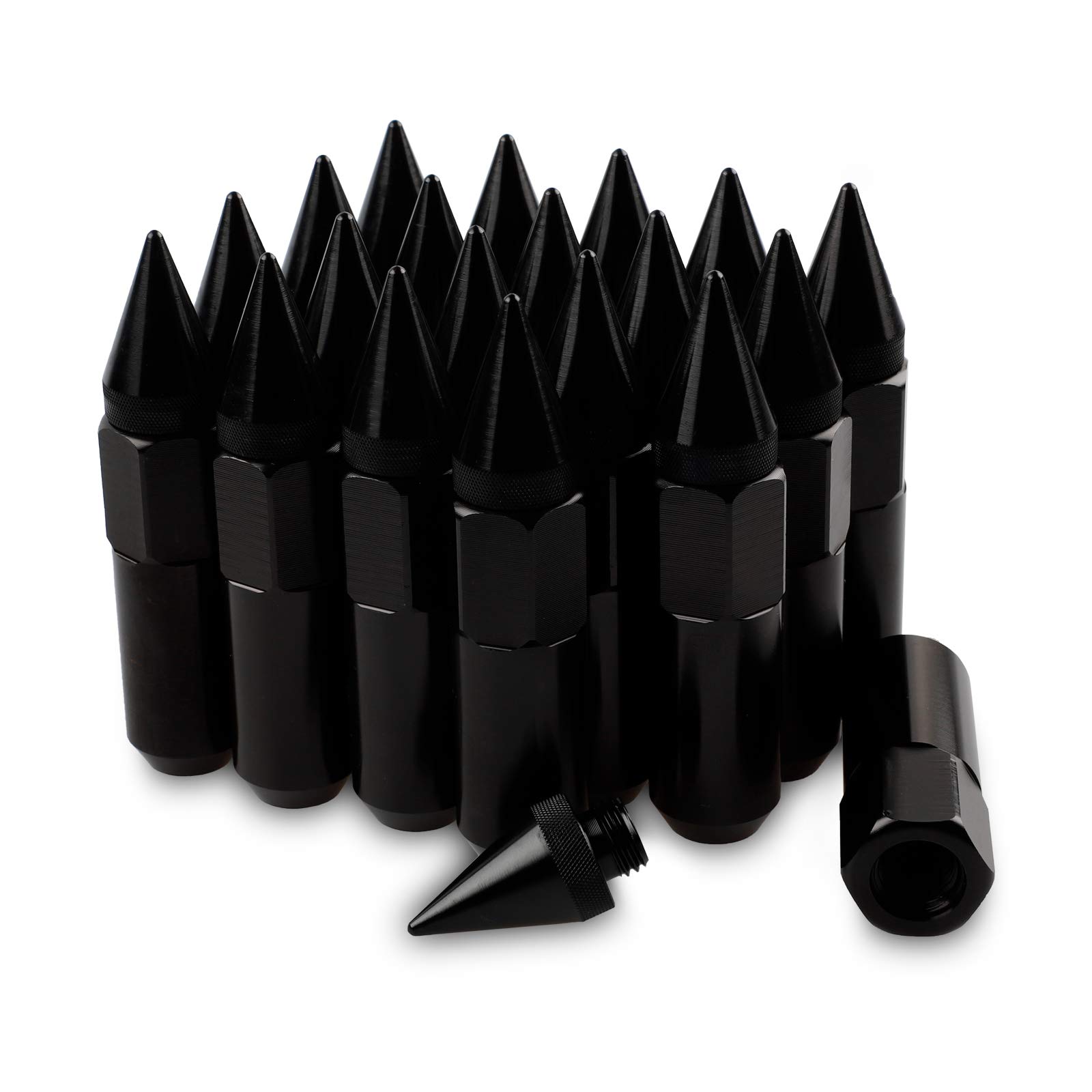 Photo 1 of M12X1.5 Spikes Nuts for Rims Aluminum Extended Tuner Lug Nuts 20PCS 60MM (Black)