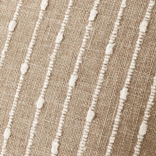 Image of Foindtower Pack of 2 Decorative Jacquard Boucle Throw Pillow Covers Accent Textured Striped Pillowcases Cozy Modern Cushion for Couch Sofa Bedroom Living Room Home Decor 18x18 Inch Camel