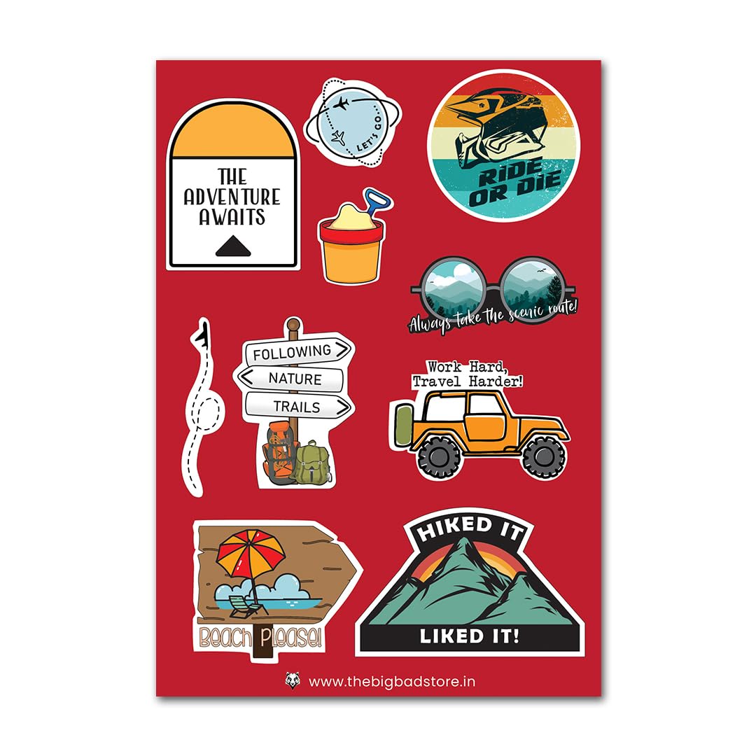 The Big Bad Store Aesthetic Reusable Self-Adhesive Laptop Stickers: Vinyl Waterproof Stickers | Mobile Stickers | Guitar Stickers | Water Bottles | Computer Stickers (Travelling) (B0D1KNGTF5) Amazon Price History, Amazon Price Tracker