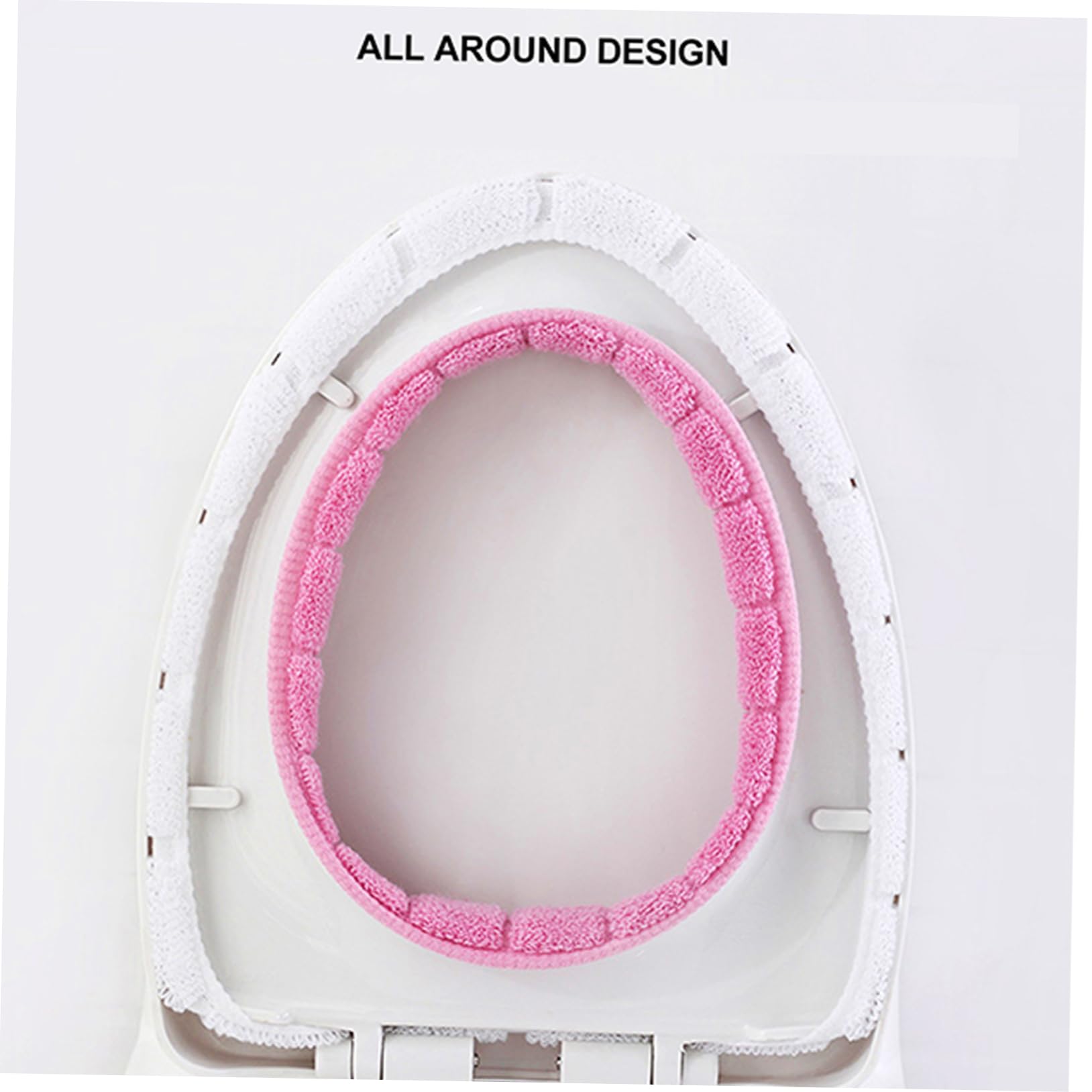 LABRIMP 4pcs Warm Plush Toilet Seat Cover Knitted Handle Pads Washable Comfortable Mats for Ladies Boys and Girls Elderly Random