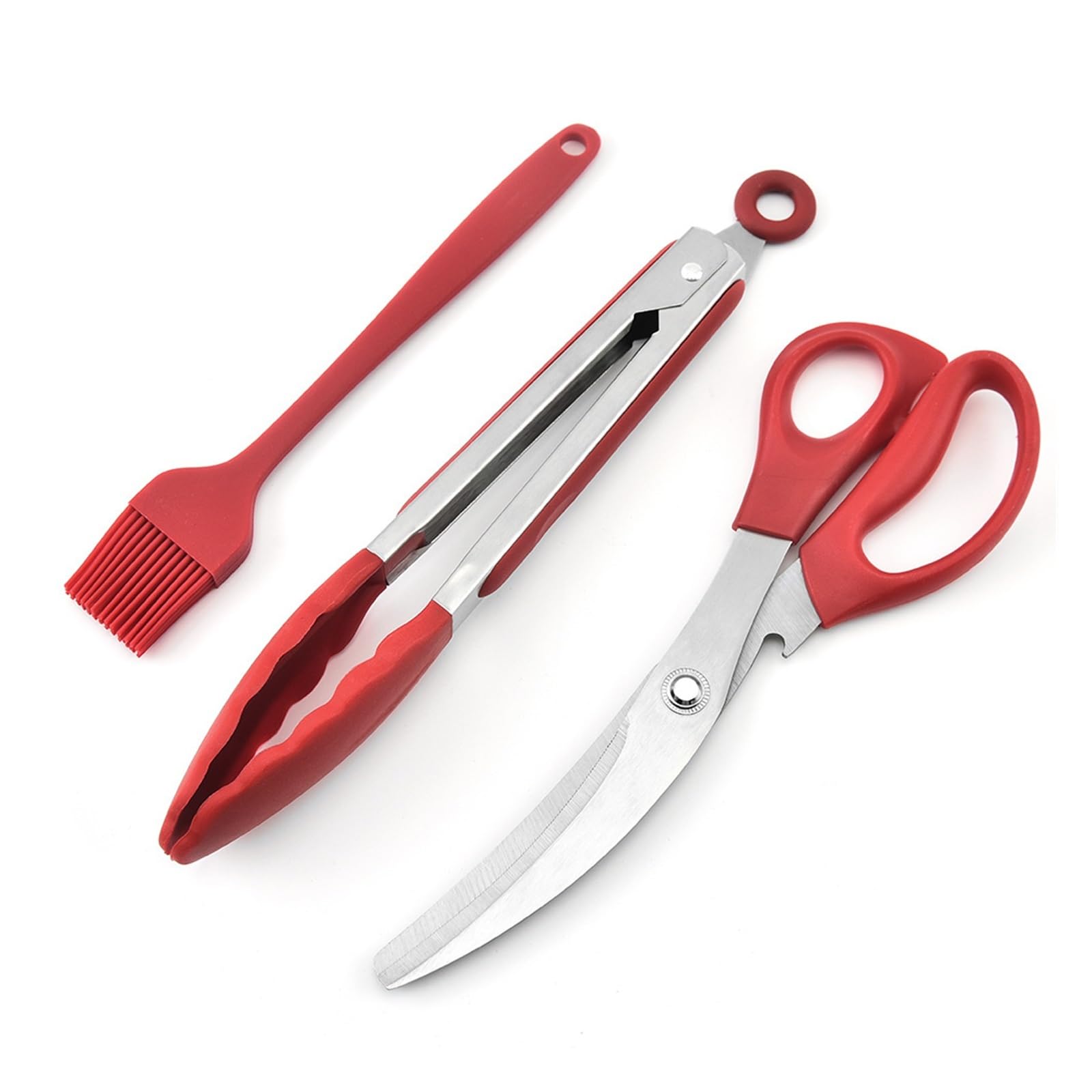 Barbecue Set Silicone Brush Food Clip Multi-functional Scissors Barbecue Shop Set Barbecue Bbq Stainless Steel Clip(A)