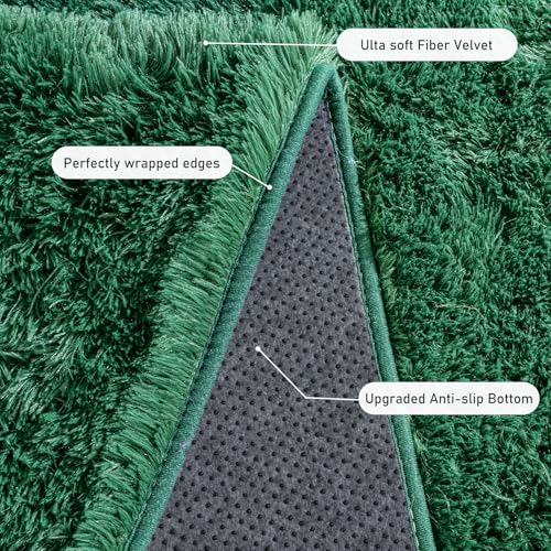Rugs for Living Room 6x9, Soft Shaggy Modern Shag Area Rug for Bedroom, Upgrade Non-Slip Plush Fluffy Carpet for Kids Boys Girls Room Home Decor Aesthetic, Blackish Green
