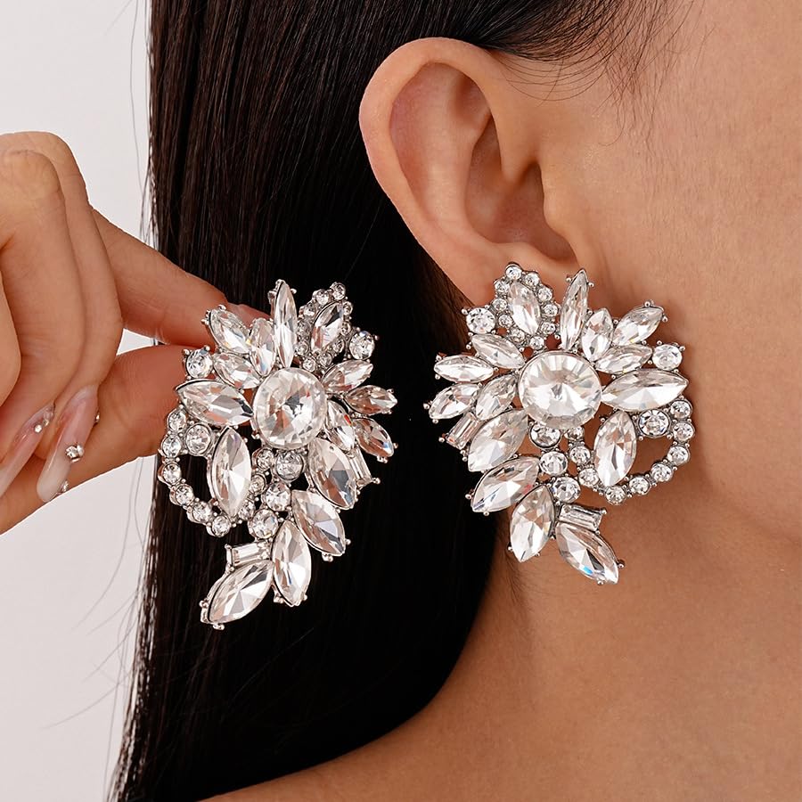 Sither Rhinestone Earrings for Women Large Dangling Crystal Earrings Jewelry for Prom Party Halloween Christmas Gift2