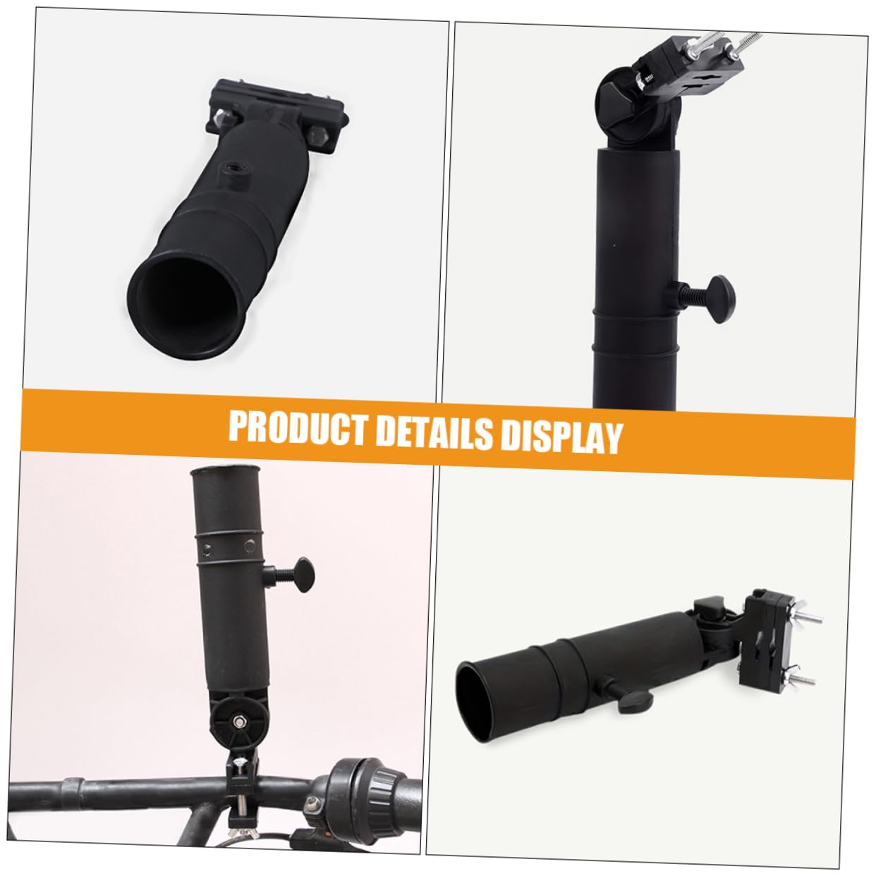 Toyvian 4 Piezas Soporte para Paraguas de Golf Ajustable para Carrito Base Fija con Abrazadera Soporte Resistente y Fácil de Instalar para Trolley de Golf